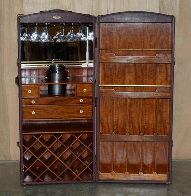 Large Steamer Trunk Home Bar with Glasses & Champagne Bucket from