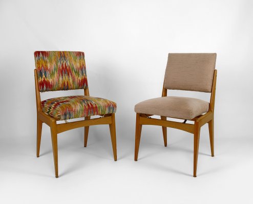 Mid Century Modern Dining Chairs France 1950s Set of 2 for sale