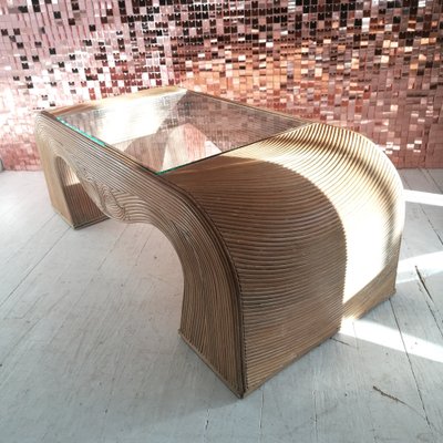 Vintage glass waterfall coffee table online