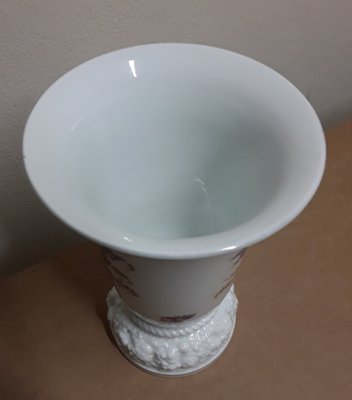 Art Deco Porcelain Vase with Colored Flower Motif by Philipp