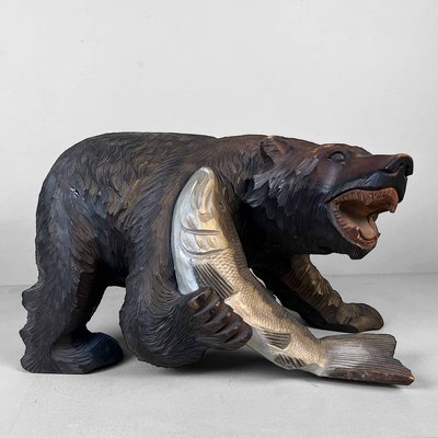 Wooden Hokkaido Kibori Kuma Bear, Japan, 1920s for sale at