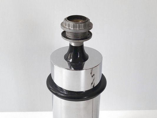 A Machine Age Chrome and Lacquered wood Lamp A Machine Age Chrome and Lacquered wood Lamp