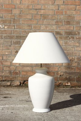 Large White Earthenware Table Lamp by Alvino Bagni Italy 1970s
