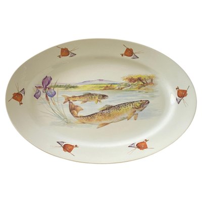 GRAND PLAT À poisson en porcelaine de Limoges en forme de coquille L. 55,5 cm EUR 50,00 - FR