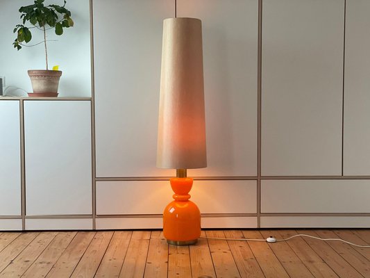In detail micro BES Vintage Floor Lamp in Orange Opal Glass, 1970s for sale at Pamono