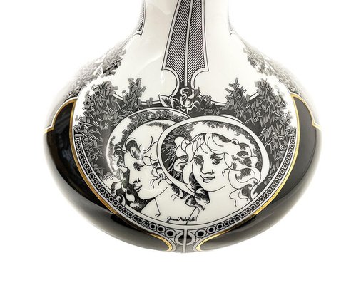 Large Porcelain and Iron Vase by László Jurcsák for Hollohaza