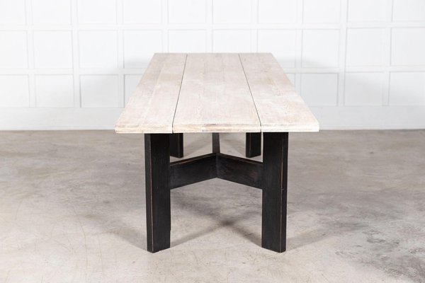 Large English Brutalist Dining Table in Ebonised and Bleached Pine