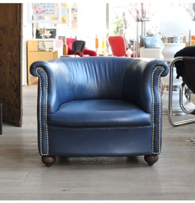 Blue leather chair deals