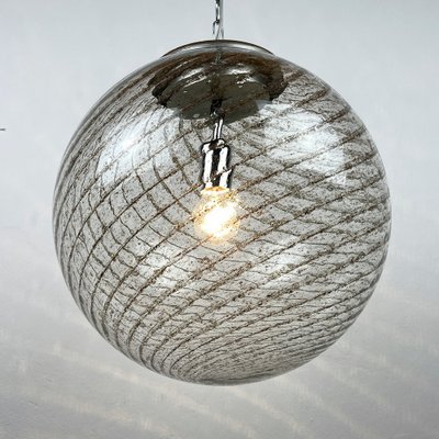 Luminaire Pendentif Verre Murano La Murrina - Vintage Années 80, Blanc, 50 Cm, E27