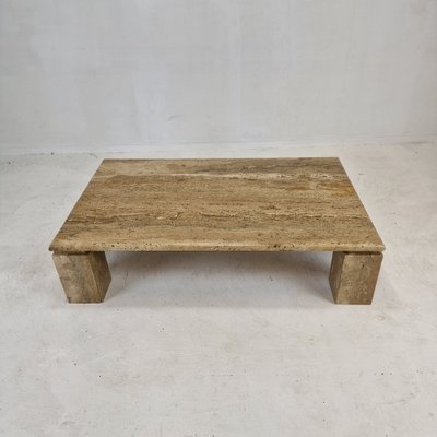 Italian Coffee Table in Travertine, 1980s for sale at Pamono