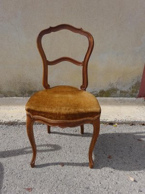 Louis Philippe Chair in Mahogany and Brown Velvet, 1800s for sale at Pamono
