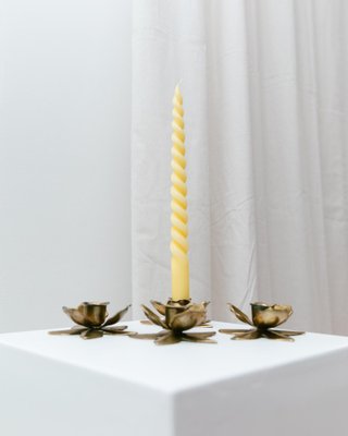 Mid-Century Brass Flower Candleholders, 1960s, Set of 4 for sale at Pamono
