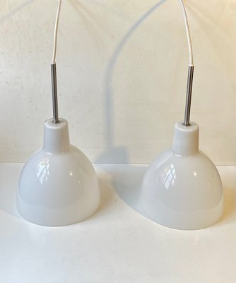 Toldbod White Opaline Glass Pendant Lamps from Louis Poulsen