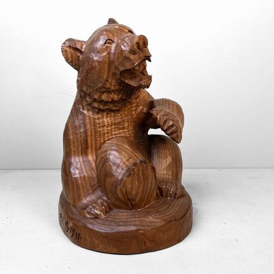 Hokkaido Kibori Kuma Bear in Carved Wood, Japan, 1950s for sale at