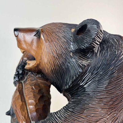Hokkaido Kibori Kuma Bear Carving in Wood, Japan, 1950s for
