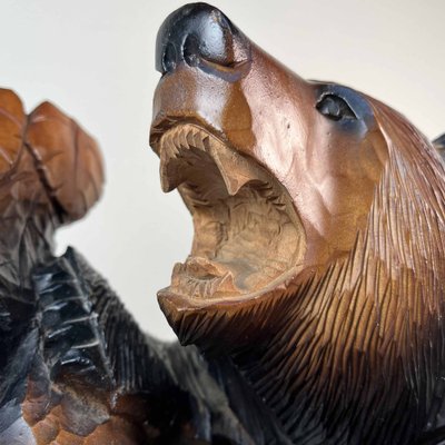 Hokkaido Kibori Kuma Bear Carving in Wood, Japan, 1950s for sale