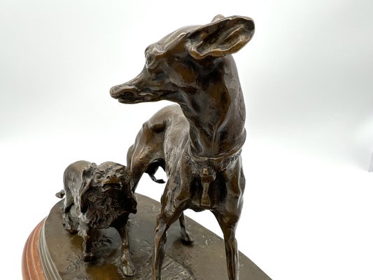 Pierre Jules Mene, Bronze Greyhound and King Charles Spaniel, 1870