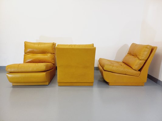 Yellow leather chair with ottoman deals