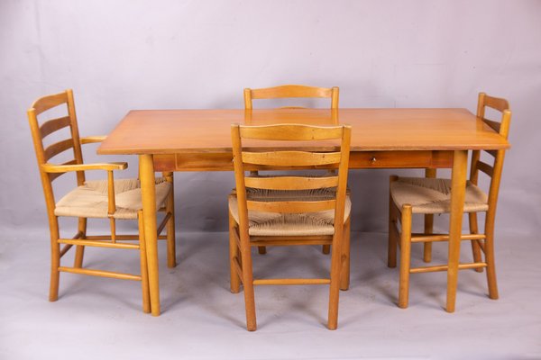 Swedish Table and Chairs from Nordiska Kompaniet 1950s Set of 5