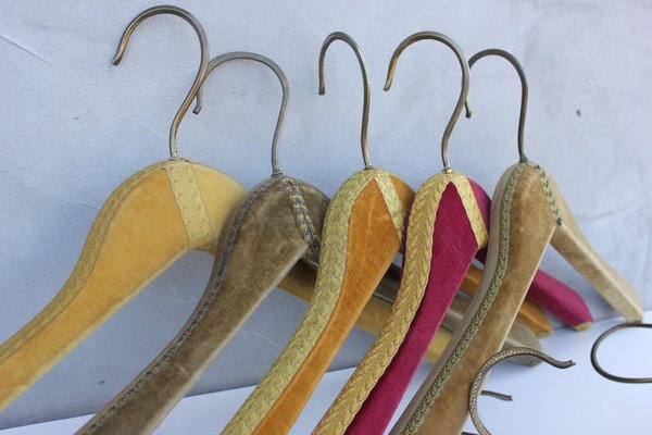 Sets of 10 Vintage Fabric Covered Wood Clothes Hangers Sold in Sets Vintage Clothes  Hanger Vintage Fabric Multi-color Clothes Hanger 