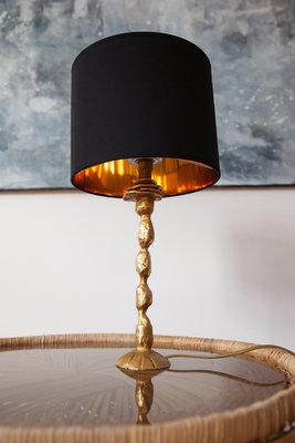 A Pair of Gold Plated Bronze Table Lamps by Pierre Casenove with Original Shade A Pair of Gold Plated Bronze Table Lamps by Pierre Casenove with Original Shade