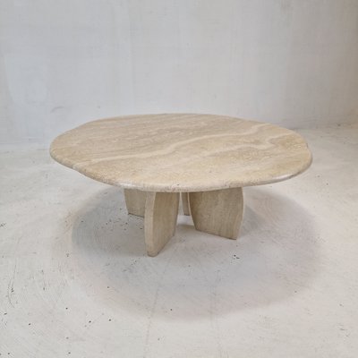 Round travertine coffee table deals