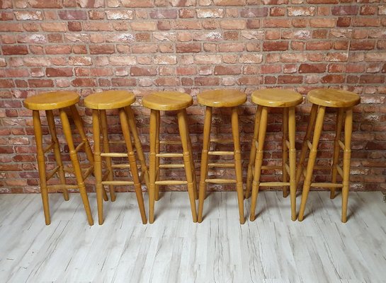 Polish Wooden Bar Stools 1970s Set of 6 for sale at Pamono