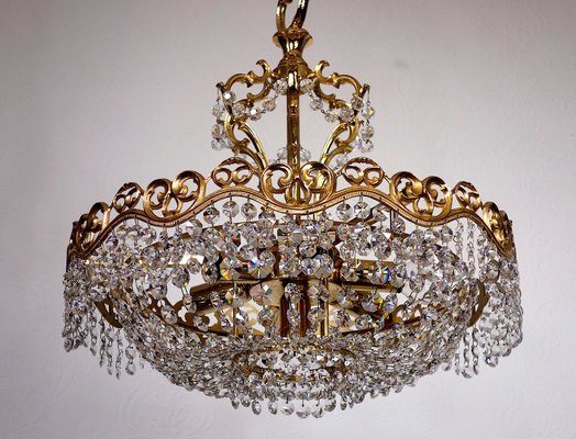 Brass & Lead Crystal Chandelier from Schröder and Co., 1960s for sale at  Pamono