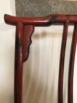 Set of 20th Century Asian Chairs in Red Lacquered Wood for sale at