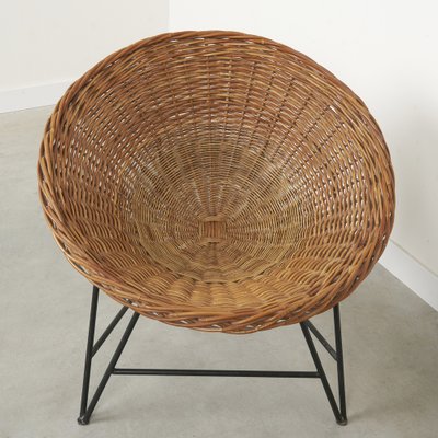 Mid Century Wicker Basket Chair East Germany 1960s