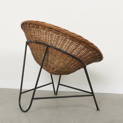 Mid Century Wicker Basket Chair East Germany 1960s for sale at Pamono