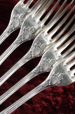 6 sterling Louis XV dessert forks