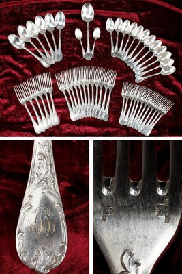 Louis XV Silver-Plated Flatware, 1900s, Set of 51 for sale at Pamono