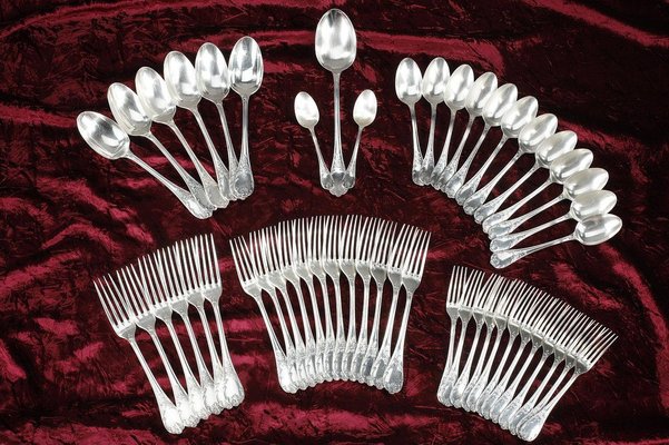 【仏蘭西】 デザートセット 12本【シルバープレート】Louis XV Louis XV Silver-Plated Flatware, 1900s, Set of 51 for sale at Pamono