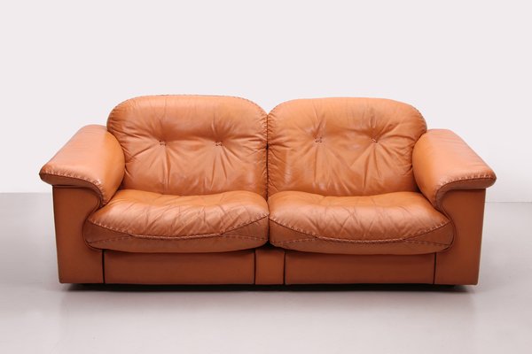 DS101 2 Seat Sofa in Cognac Leather from De Sede 1970 for sale at