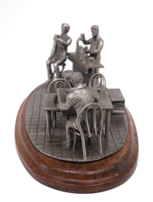 Vintage Pewter Bar Scene by Tin Etain Zinn Pewter, 1970s for sale