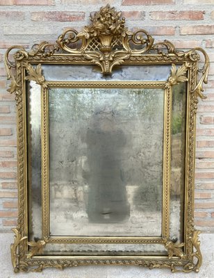Antique French Louis XVI Gold Leaf Beveled Mirror, 1890 for sale at Pamono
