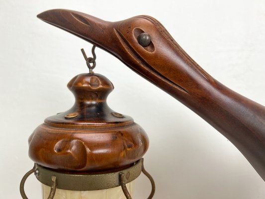 Art Deco Heron Table Lamp with Ashtray and Cigarette Service