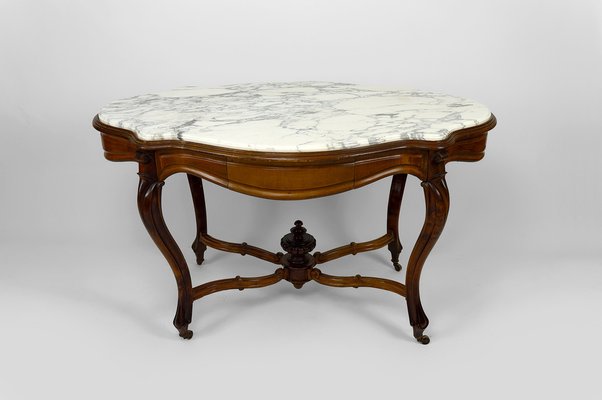French Napoleon III Violin Table in Walnut and White for sale at