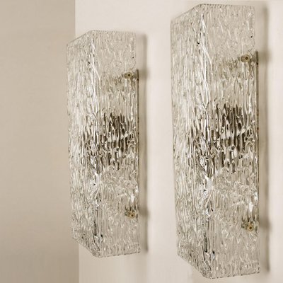 Textured Rock Wave Glass Wall Light attributed to J.T. Kalmar