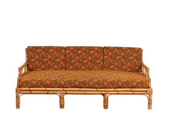Modernes italienisches Mid Century 3 Sitzer Sofa aus Rattan Bambus 1970er