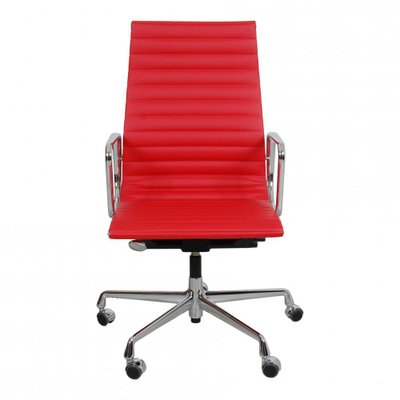EA-119 Office Chair in Red Leather by Charles Eames for Vitra for