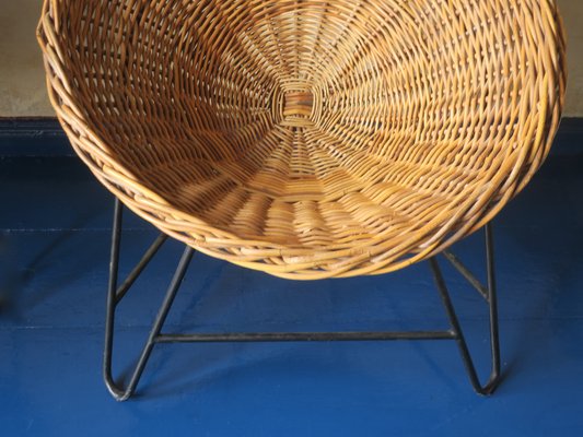 Mid Century Bamboo and Iron Pod Chairs Set of 2 for sale at Pamono