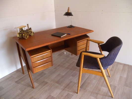 Mid Century Danish Teak Desk by Gunnar Nielsen Tibergaard for
