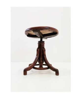 Vintage Swivel Piano Stool in Rattan Chair 1950s