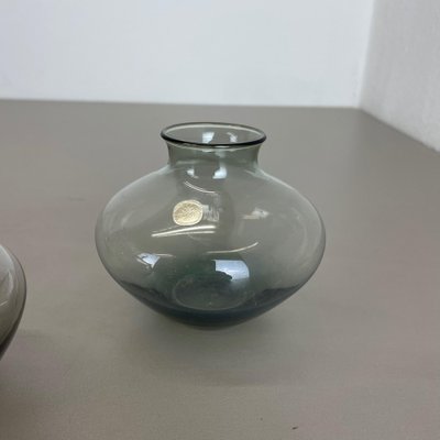 Blue & Green Tone Heart Vases attributed to Wilhelm Wagenfeld for