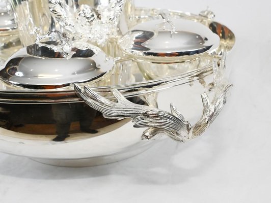Service à Vodka Et Caviar Saint Hilaire Ercuis - 3 Pièces En Cristal, Argent Et Miroir, Neuf