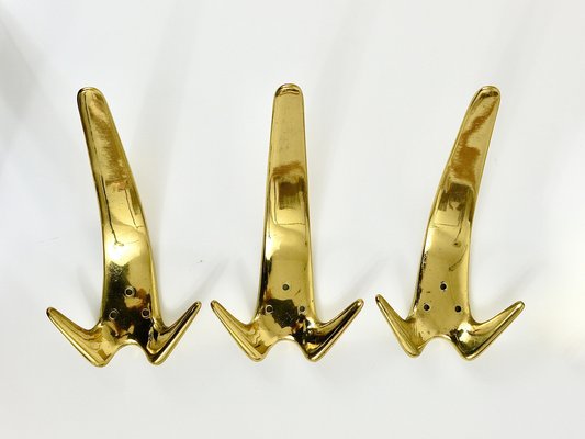 Large Austrian Brass Double Wall Coat Hook by Carl Auböck, 1950s for sale  at Pamono