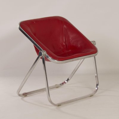 Plona Chair in Red Leather by Giancarlo Piretti for Castelli
