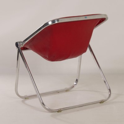 Plona Chair in Red Leather by Giancarlo Piretti for Castelli